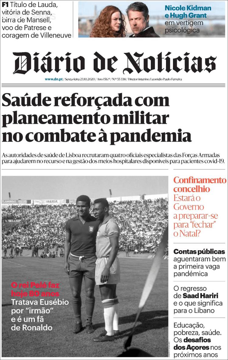 Portada de Diário de Noticias (Portugal)