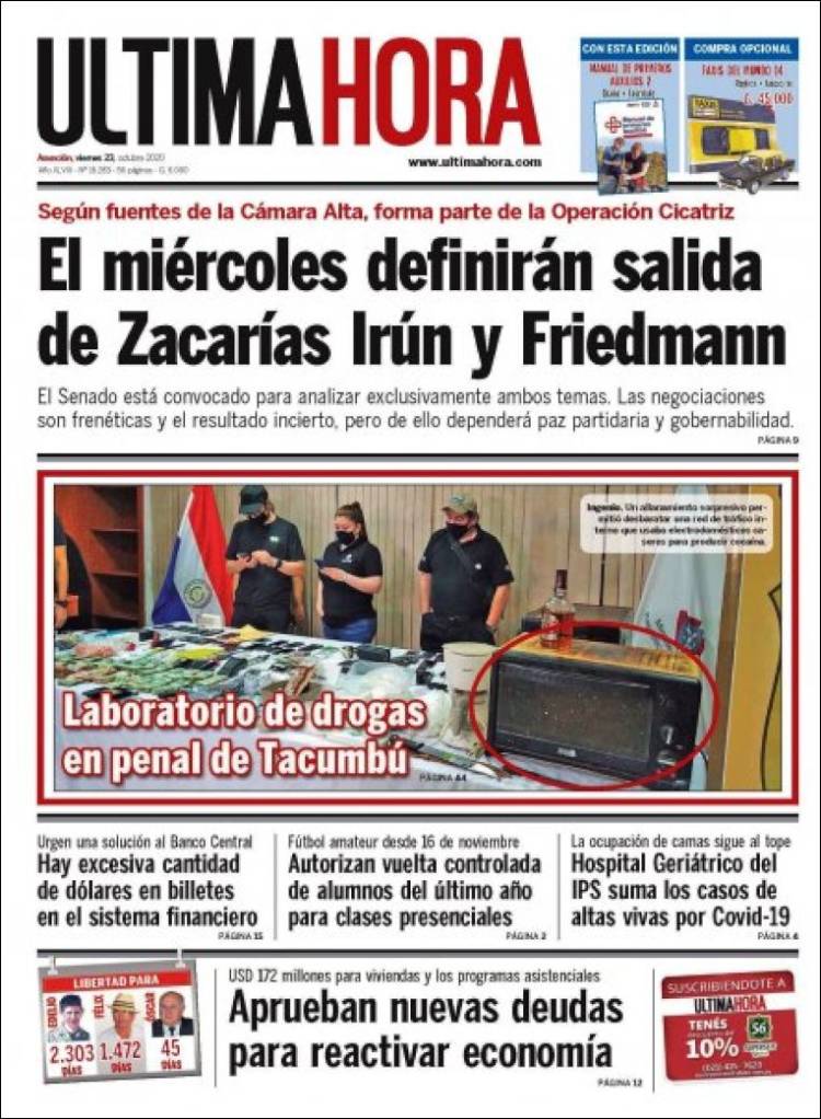Portada de Última Hora (Paraguay)