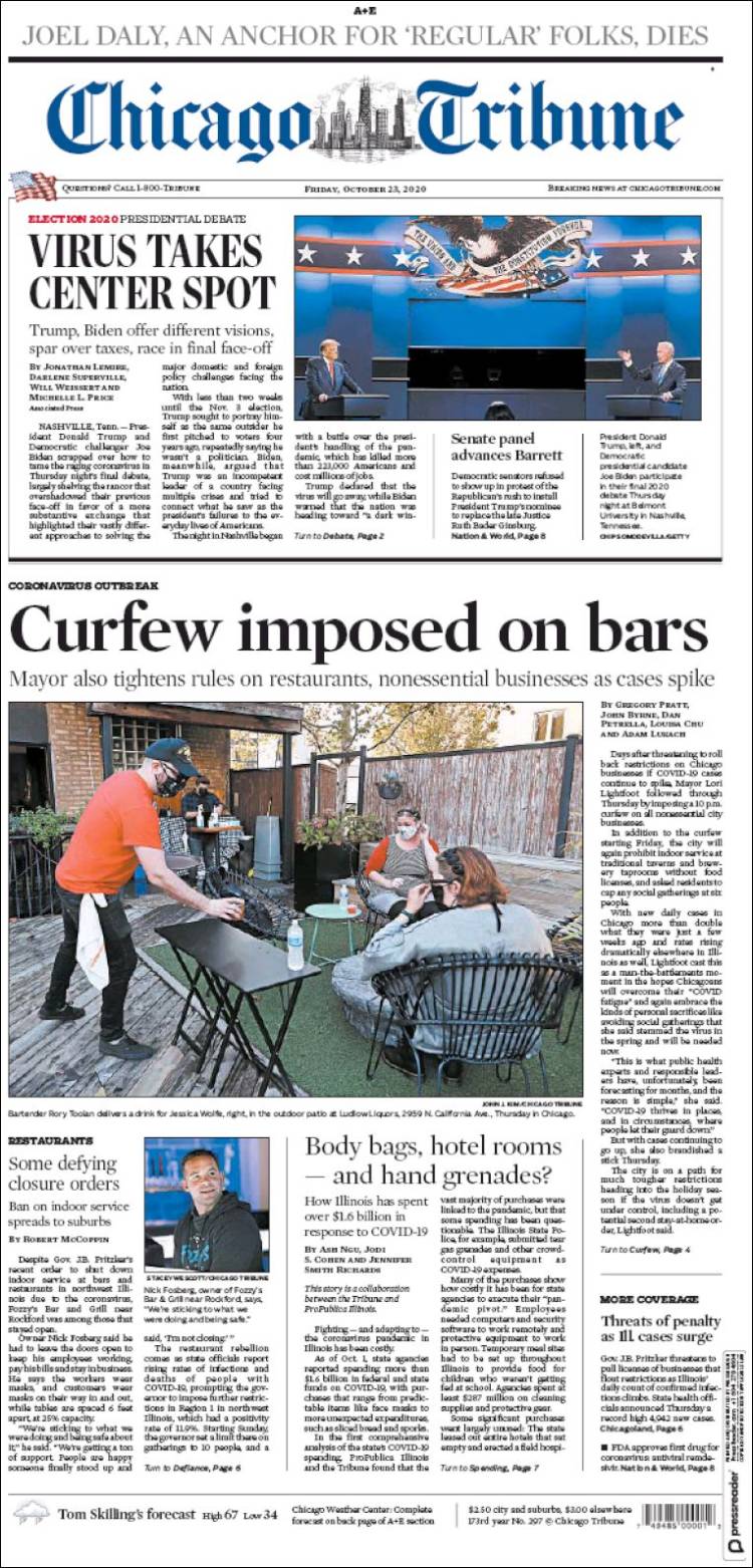 Portada de Chicago Tribune (États-Unis)