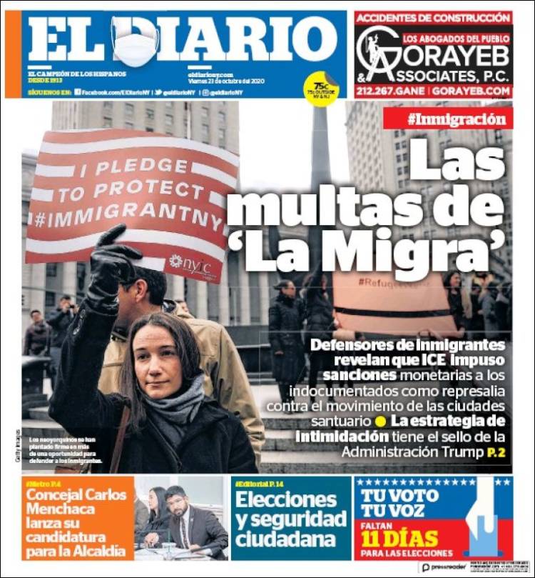 Portada de El Diario NY (États-Unis)