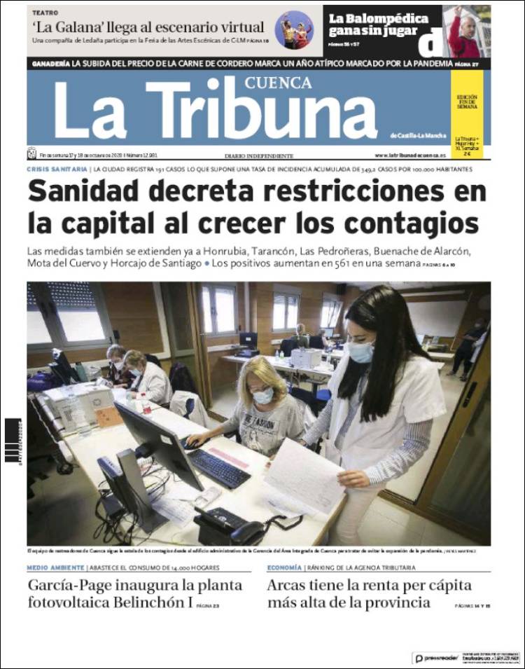 Portada de La Tribuna de Cuenca (España)