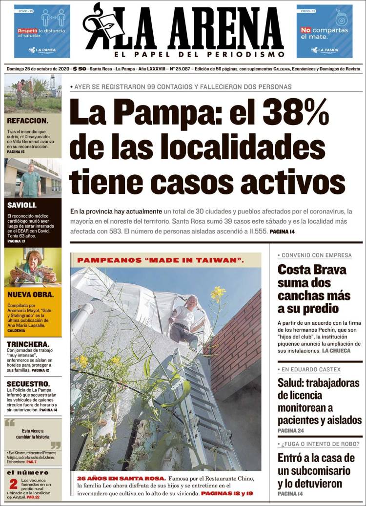 Portada de Diario La Arena (Argentina)