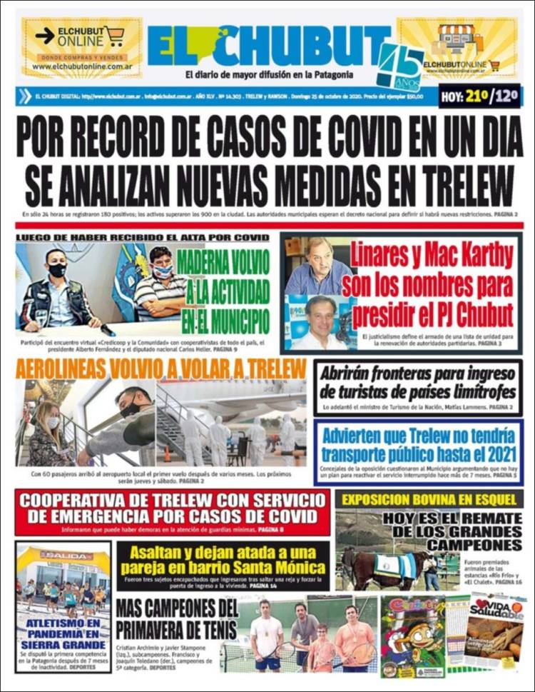 Portada de El Chubut (Argentina)