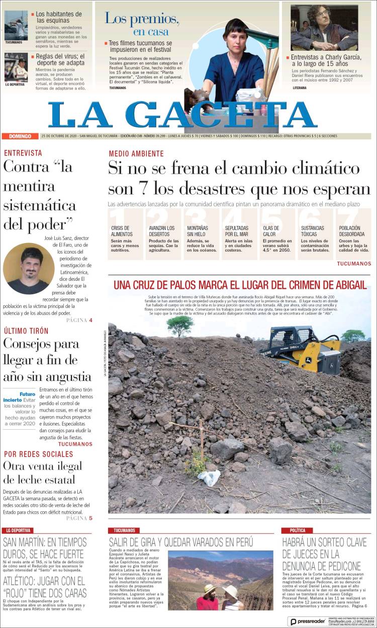 Portada de La Gaceta (Argentina)