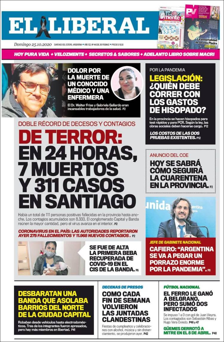 Portada de Diario El Liberal (Argentina)