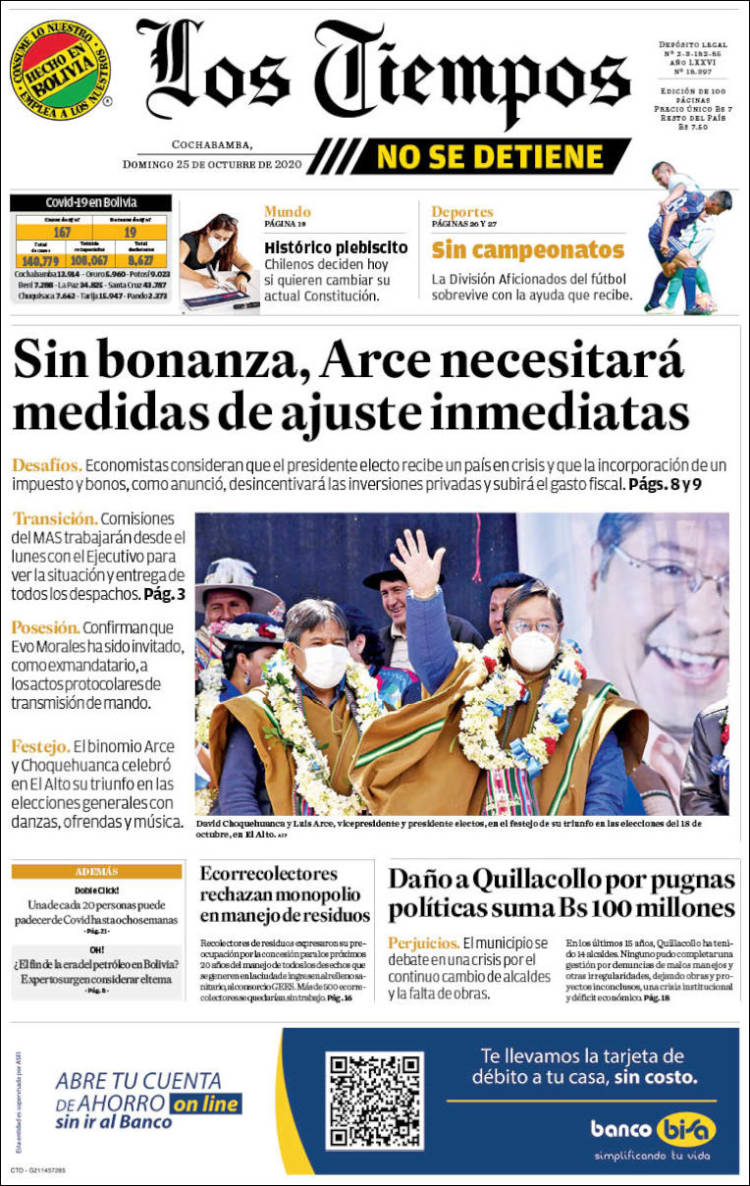Portada de Los Tiempos (Bolivia)