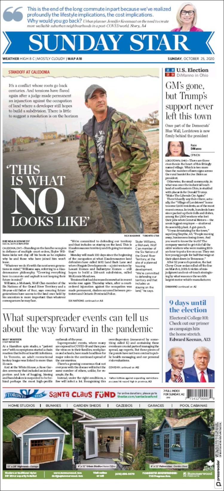 Portada de The Toronto Star (Canadá)