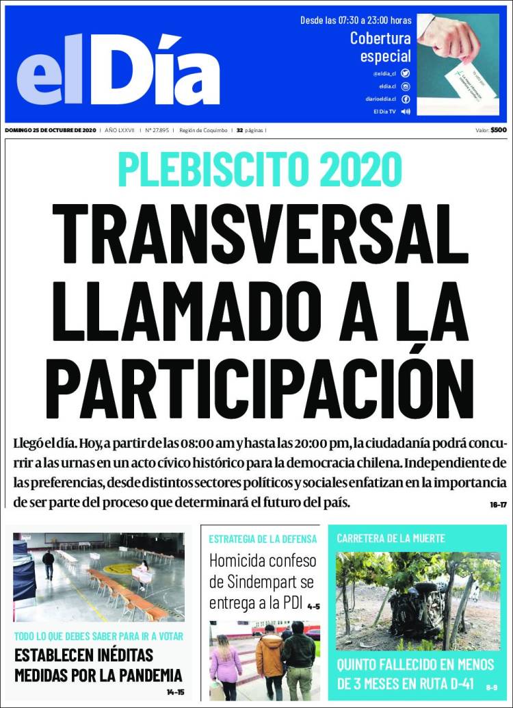 Portada de El Día (Chile)