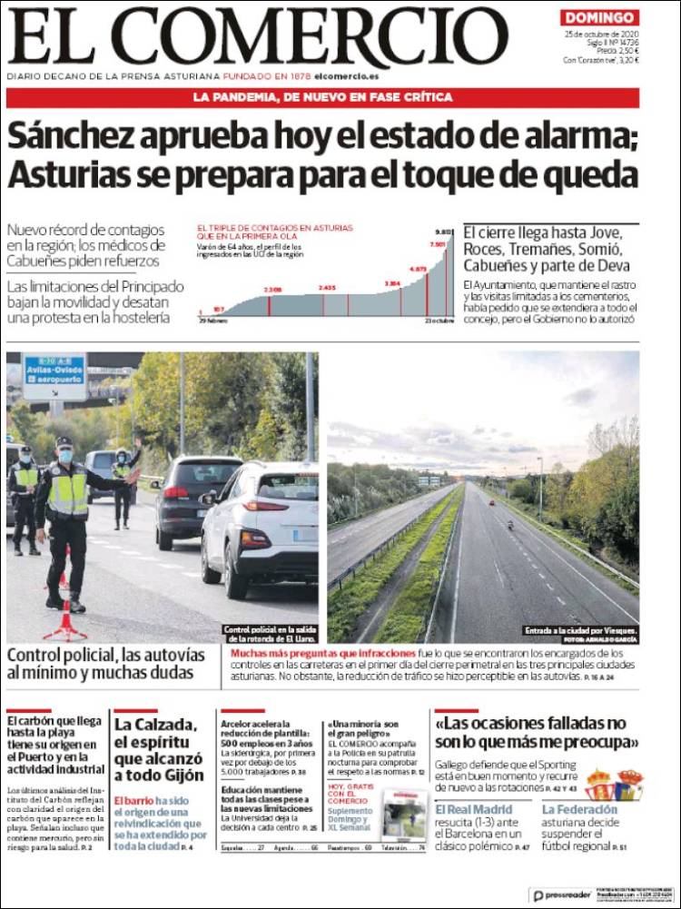 Portada de El Comercio - Gijón (Espa&ntilde;a)
