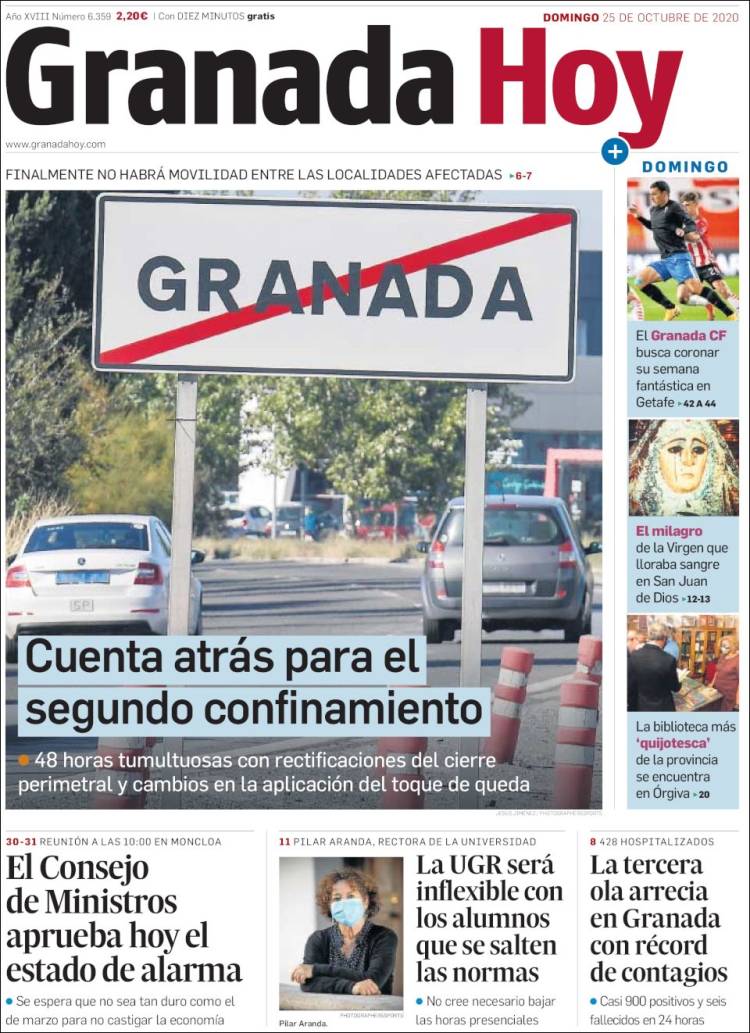 Portada de Granada Hoy (Espa&ntilde;a)