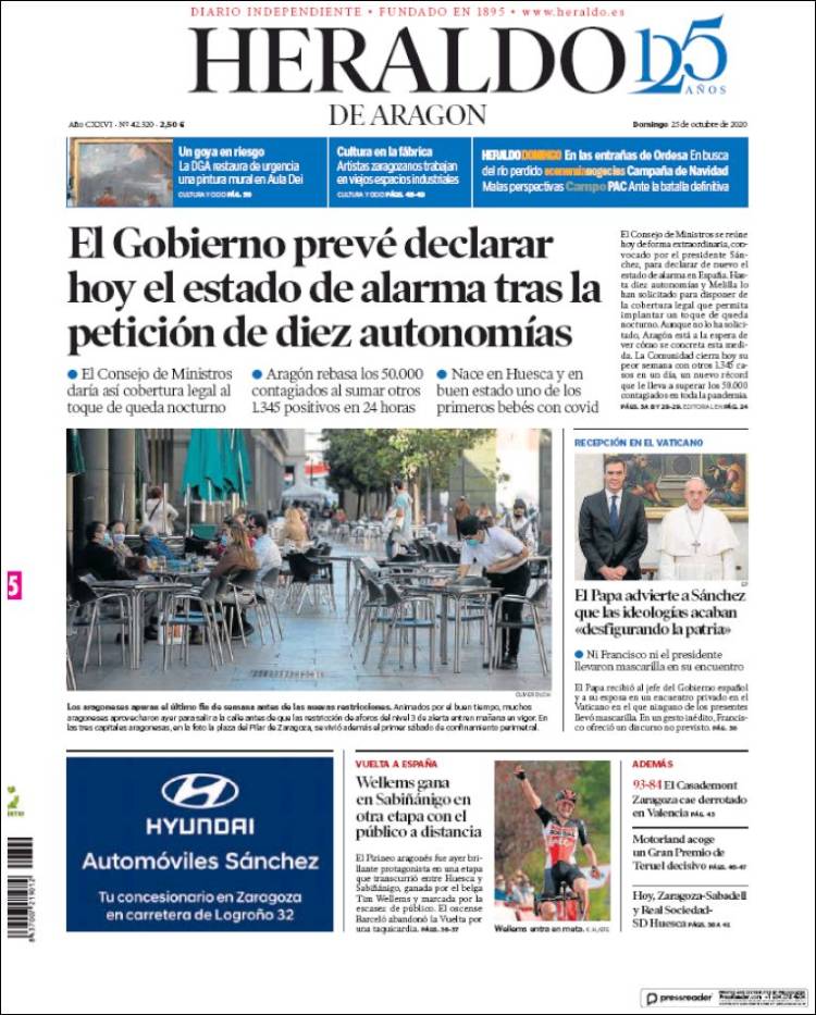 Portada de Heraldo de Aragón (Espa&ntilde;a)