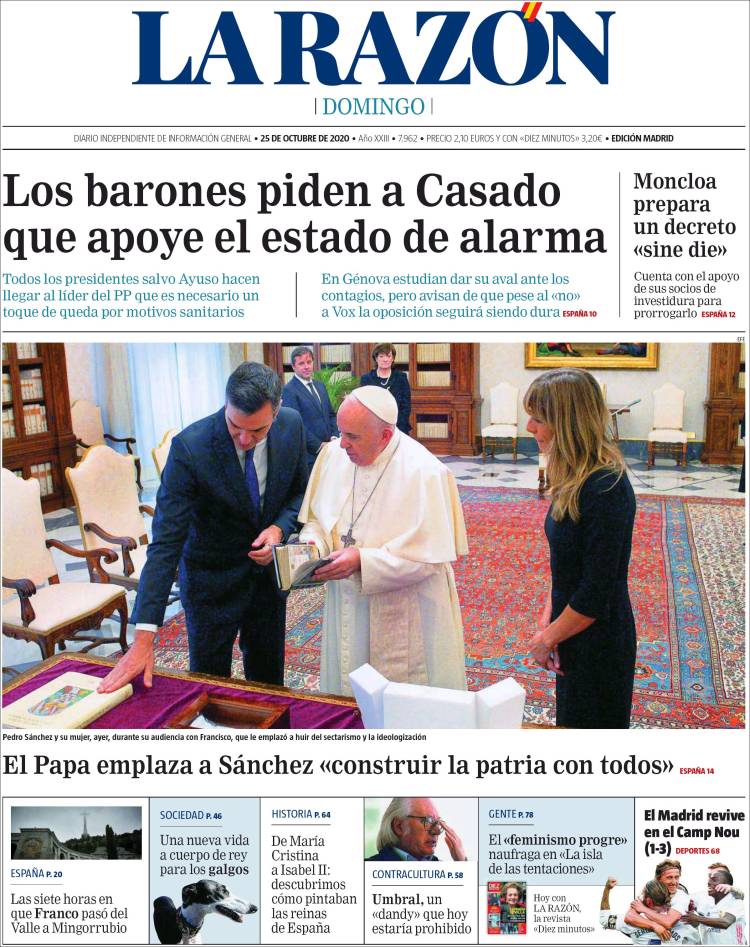Portada de La Razón (Espa&ntilde;a)