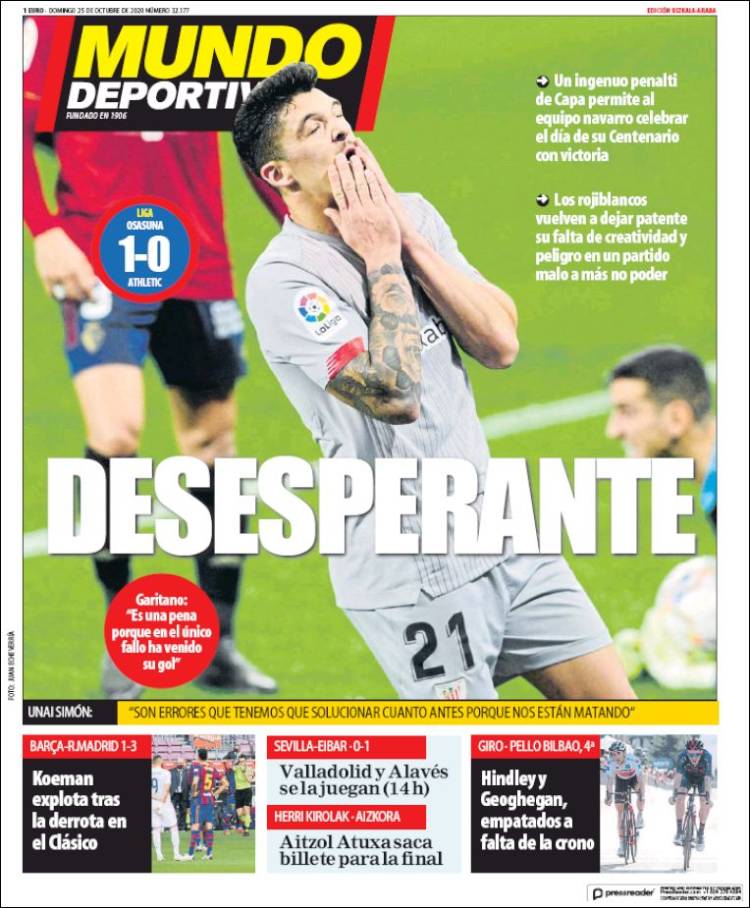 Portada de Mundo Deportivo Bizkaia (Espa&ntilde;a)