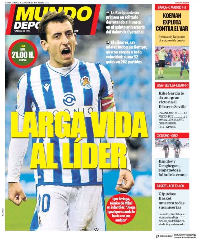 Portada de Mundo Deportivo Gipuzkoa (Espa&ntilde;a)