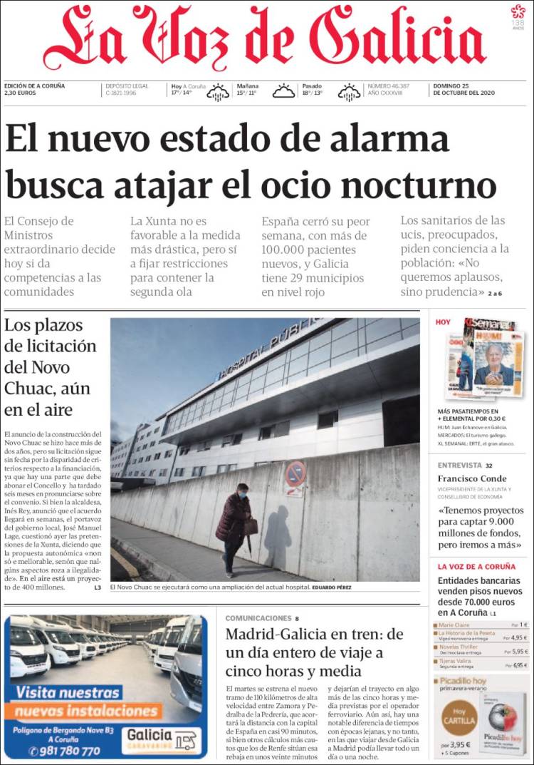 Portada de La Voz de Galicia (Espa&ntilde;a)