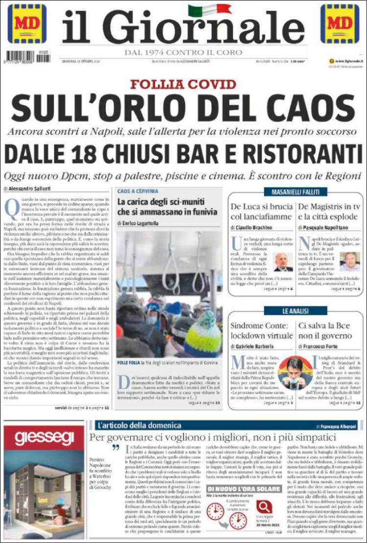 Portada de il Giornale (Italia)