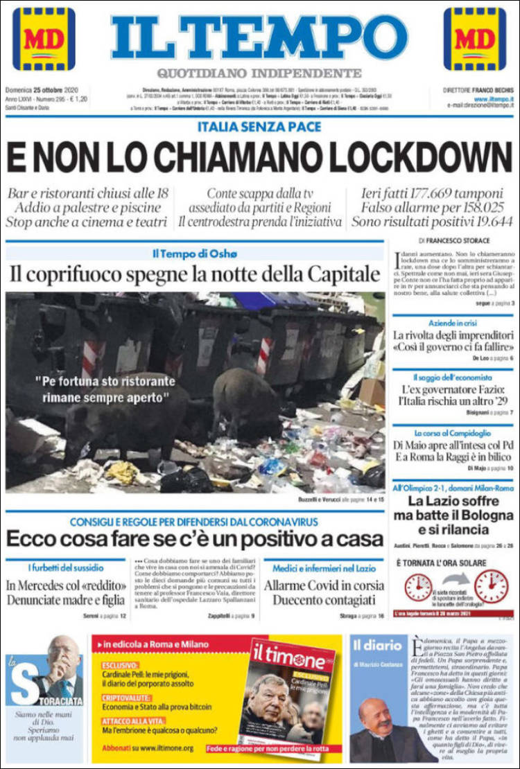 Portada de Il Tempo (Italia)