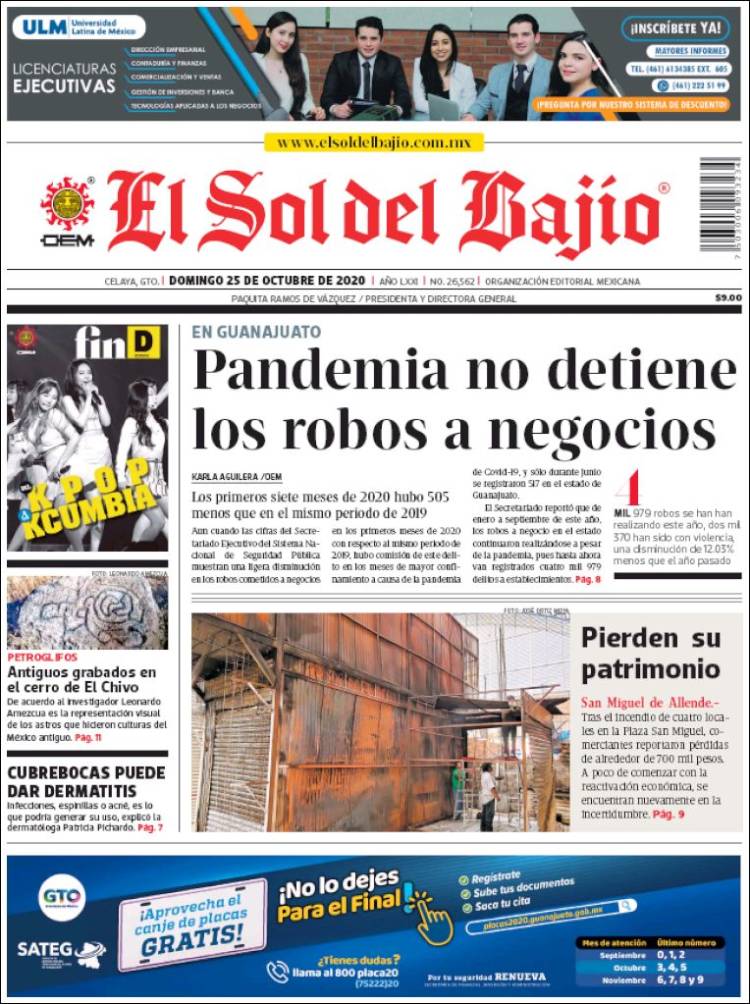Portada de El Sol del Bajio (M&eacute;xico)