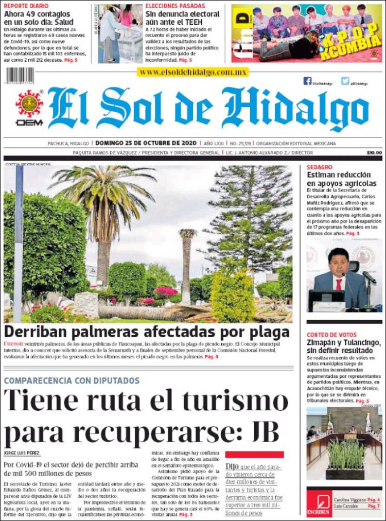 Portada de El Sol de Hidalgo (M&eacute;xico)