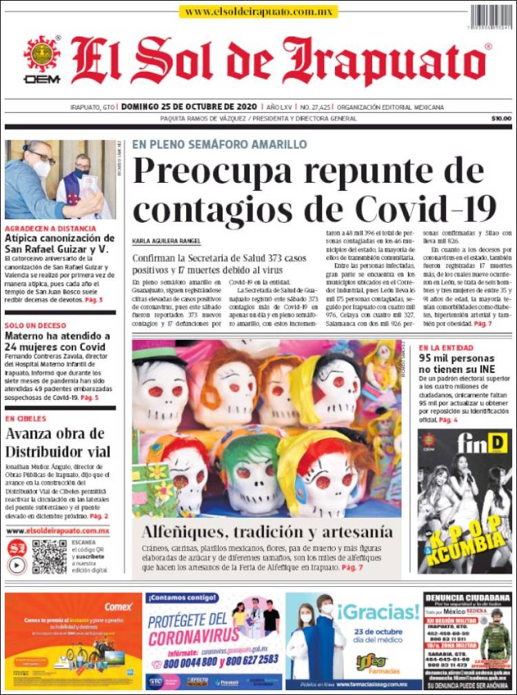 Portada de El Sol de Irapuato (M&eacute;xico)