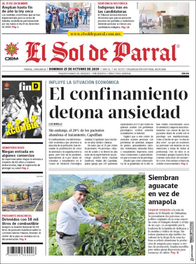 Portada de El Sol de Parral (M&eacute;xico)