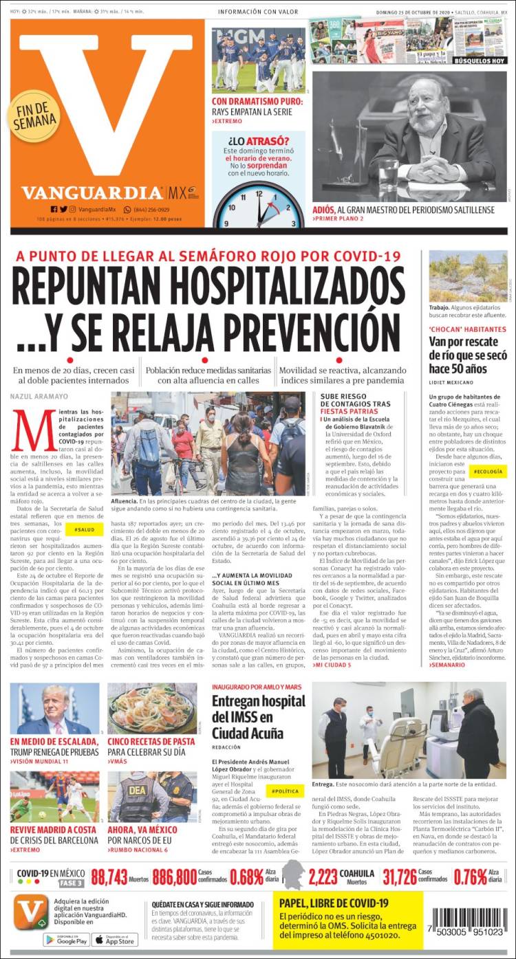 Portada de Vanguardia (M&eacute;xico)
