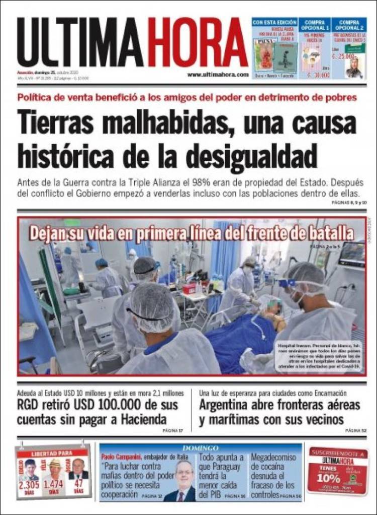Portada de Última Hora (Paraguay)