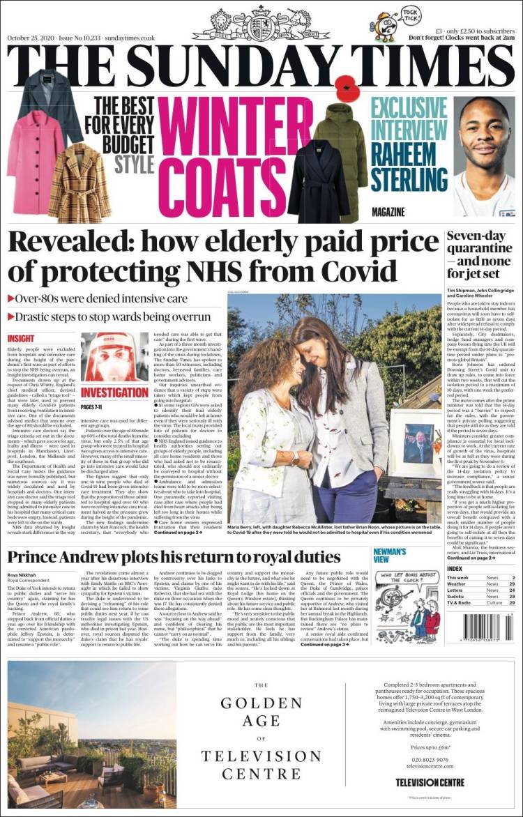 Portada de The Times (Reino Unido)