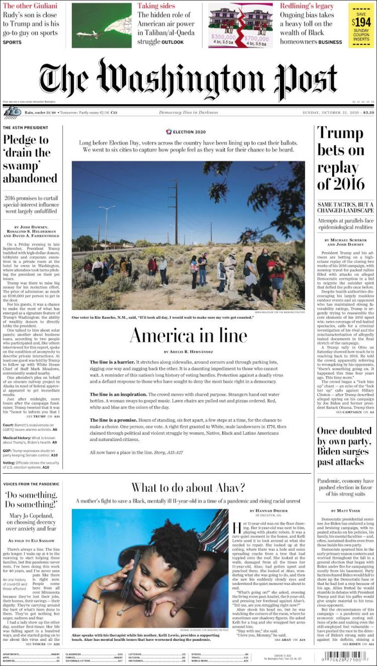 Portada de The Washington Post (USA)