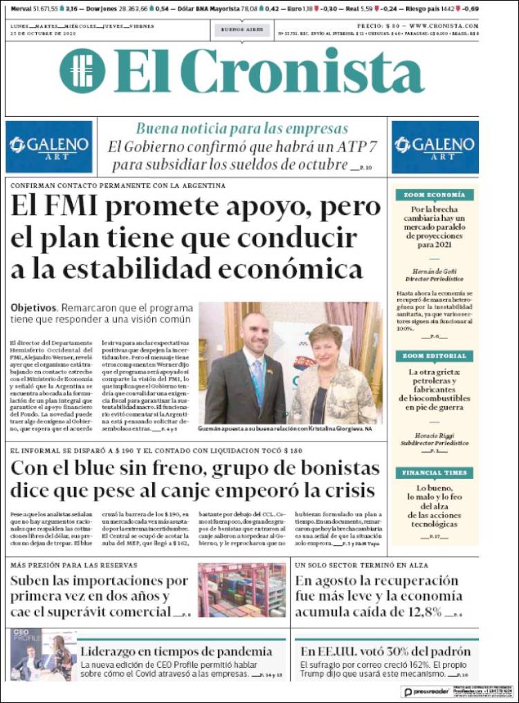 Portada de El Cronista Comercial (Argentina)