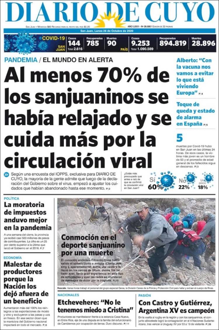 Portada de Diario de Cuyo (Argentina)