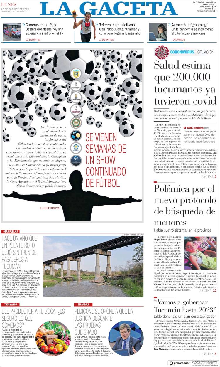 Portada de La Gaceta (Argentina)