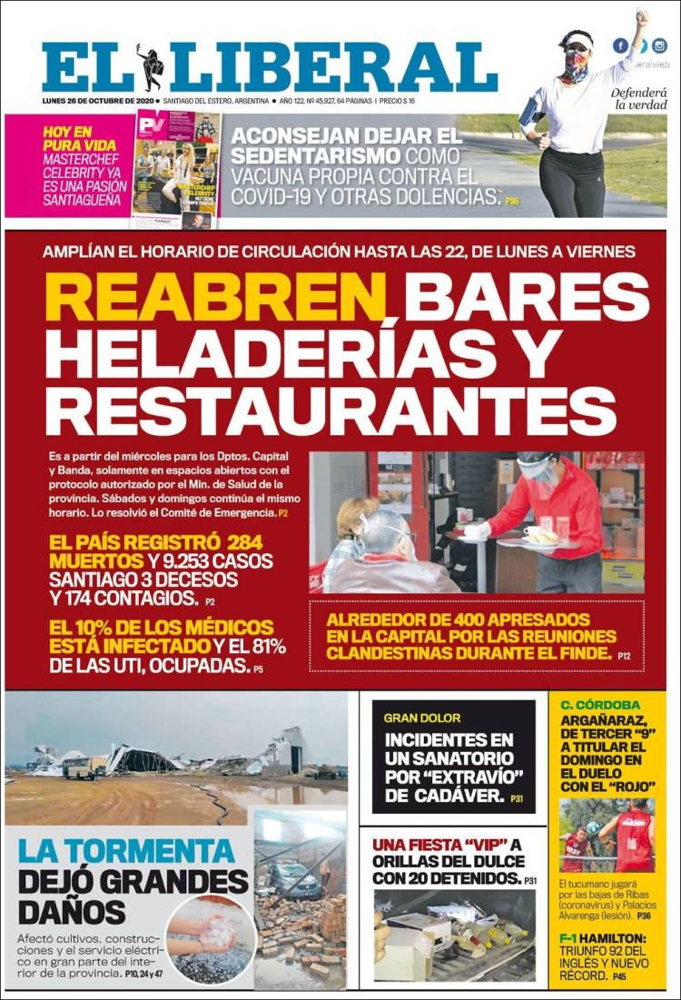 Portada de Diario El Liberal (Argentina)