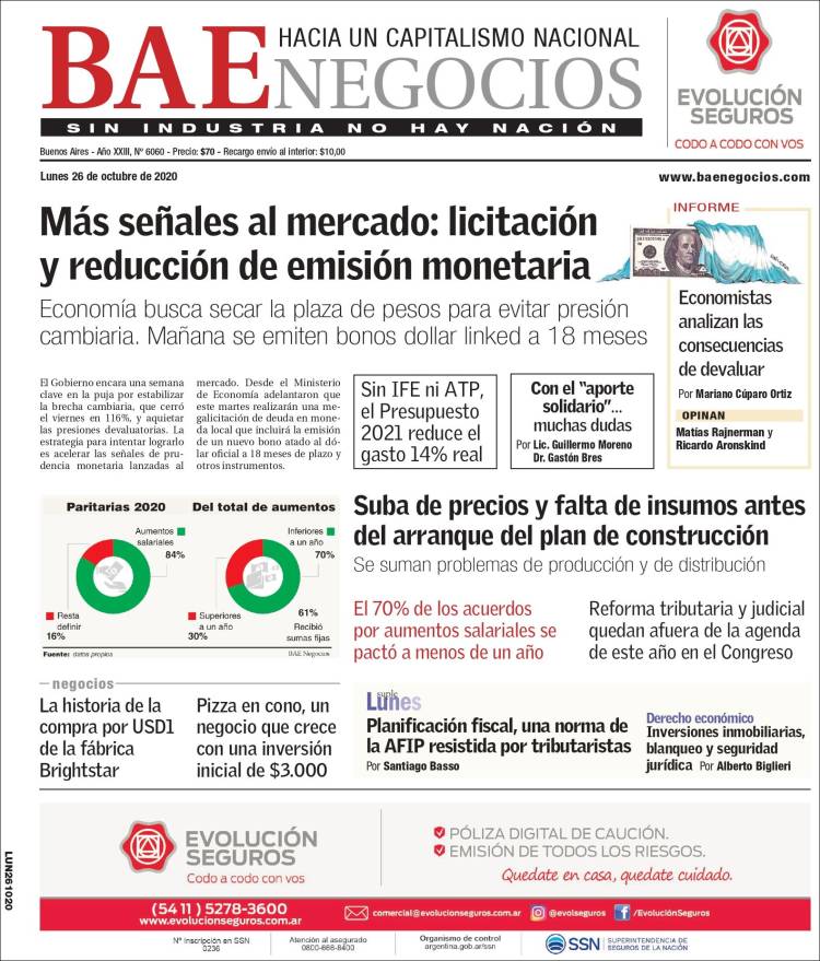 Portada de Buenos Aires Económico (Argentina)