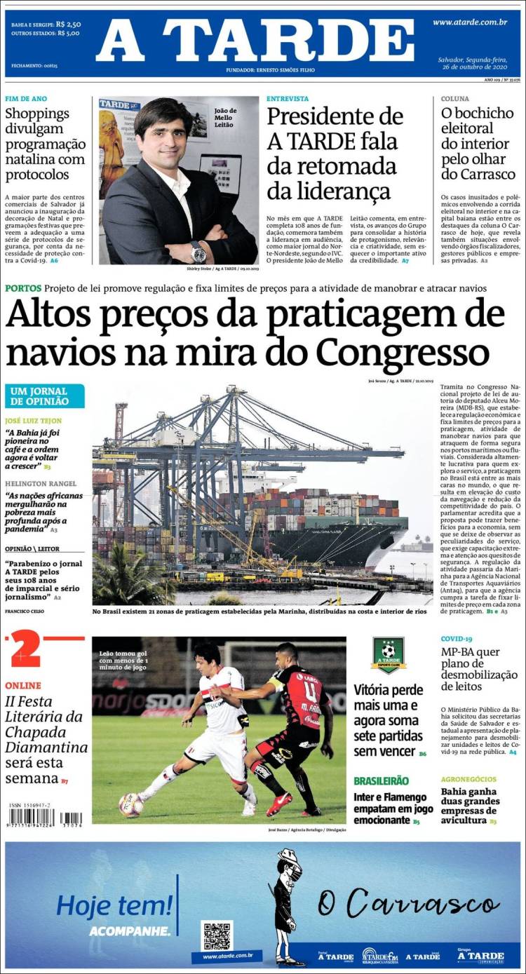 Portada de Diário A Tarde (Brasil)