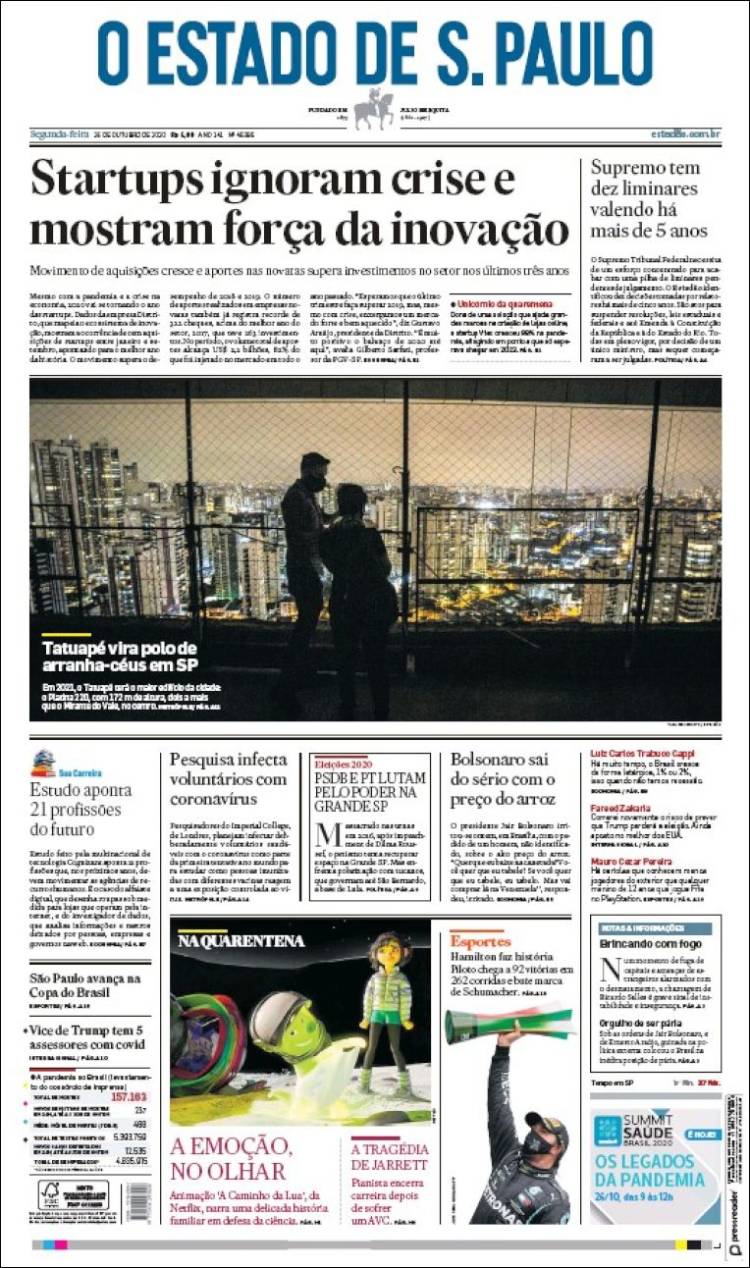 Portada de O Estado de São Paulo (Brasil)