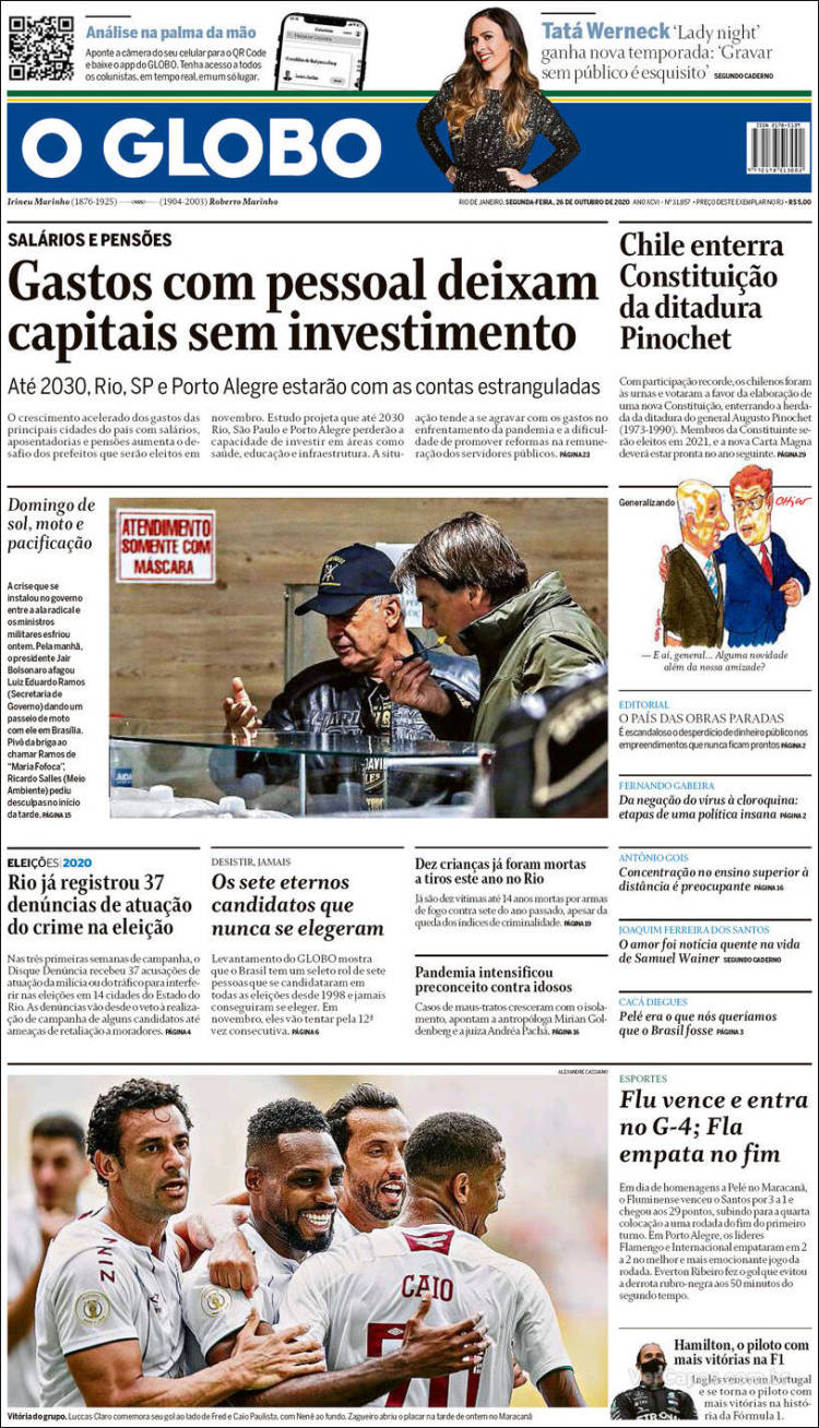Portada de O Globo (Brasil)
