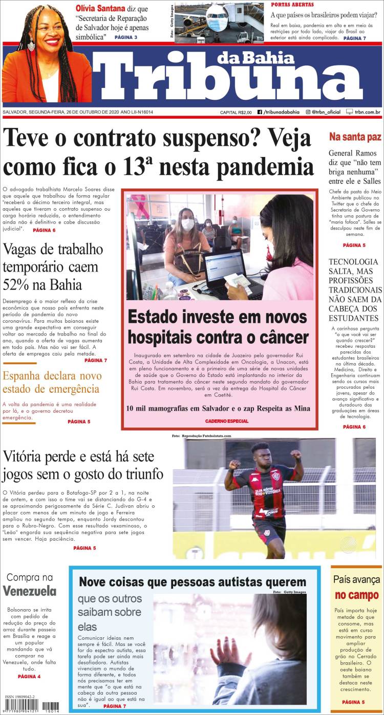Portada de Tribuna da Bahia (Brasil)