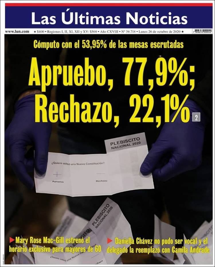 Portada de Las Últimas Noticias (Chile)