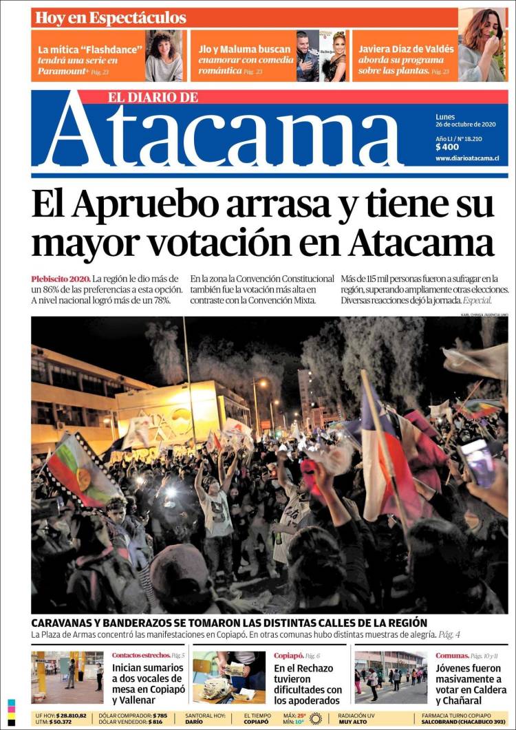 Portada de Diario de Atacama (Chile)