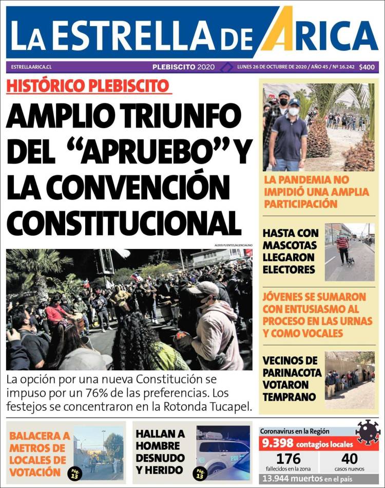 Portada de La Estrella de Arica (Chile)