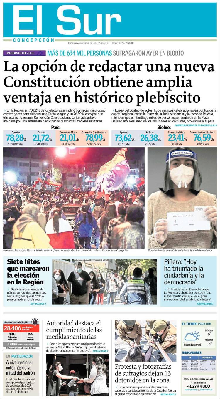 Portada de El Sur (Chile)