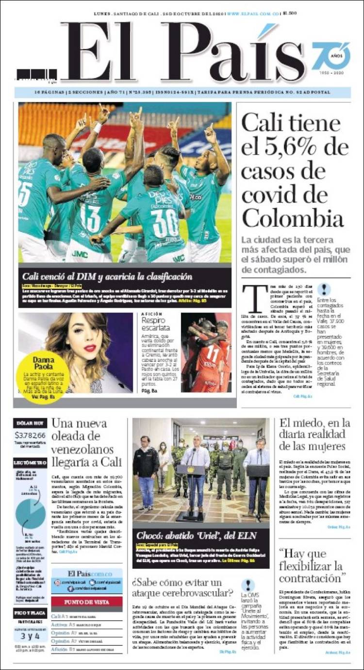 Portada de El País - Cali (Colombia)