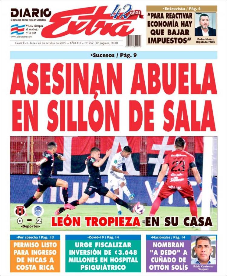Portada de Diario Extra (Costa Rica)