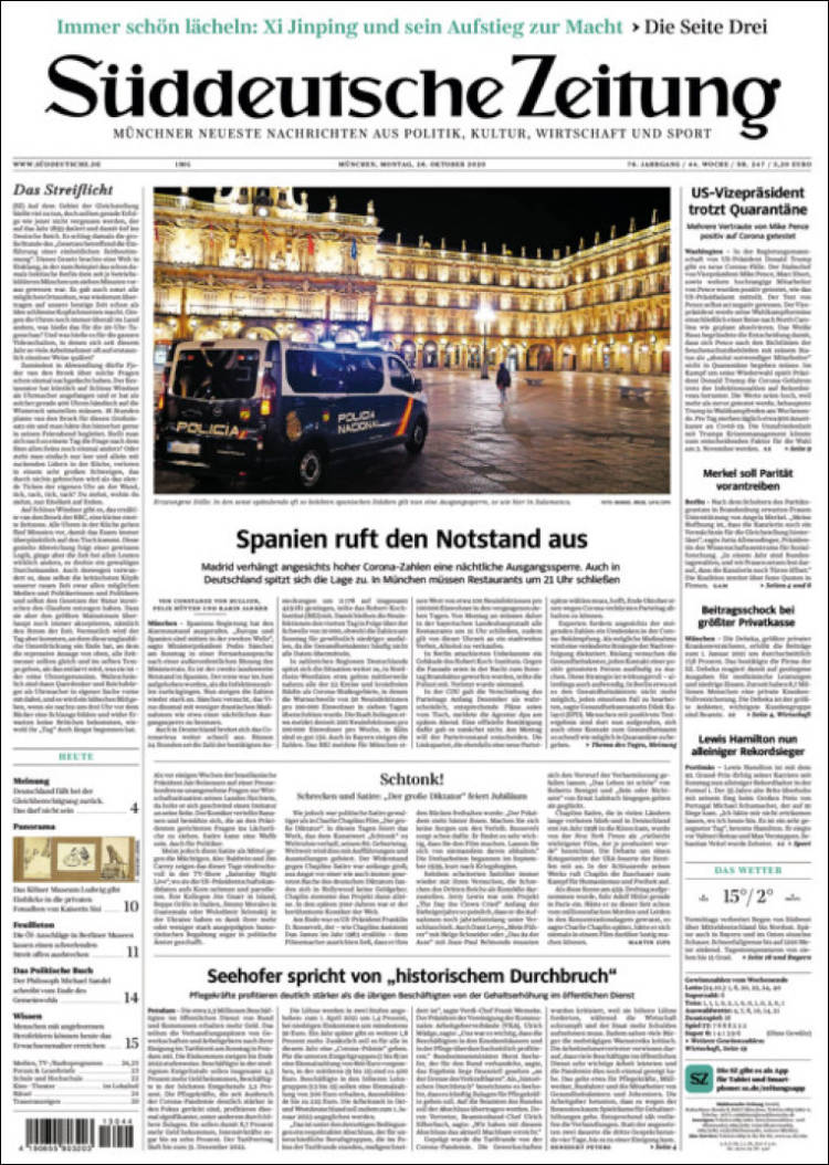 Portada de Sueddeutsche (Alemania)