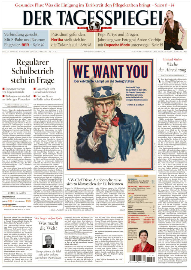 Portada de Der Tagesspiegel (Alemania)