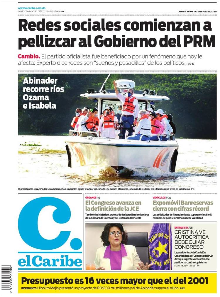 Portada de El Caribe (R. Dominicana)