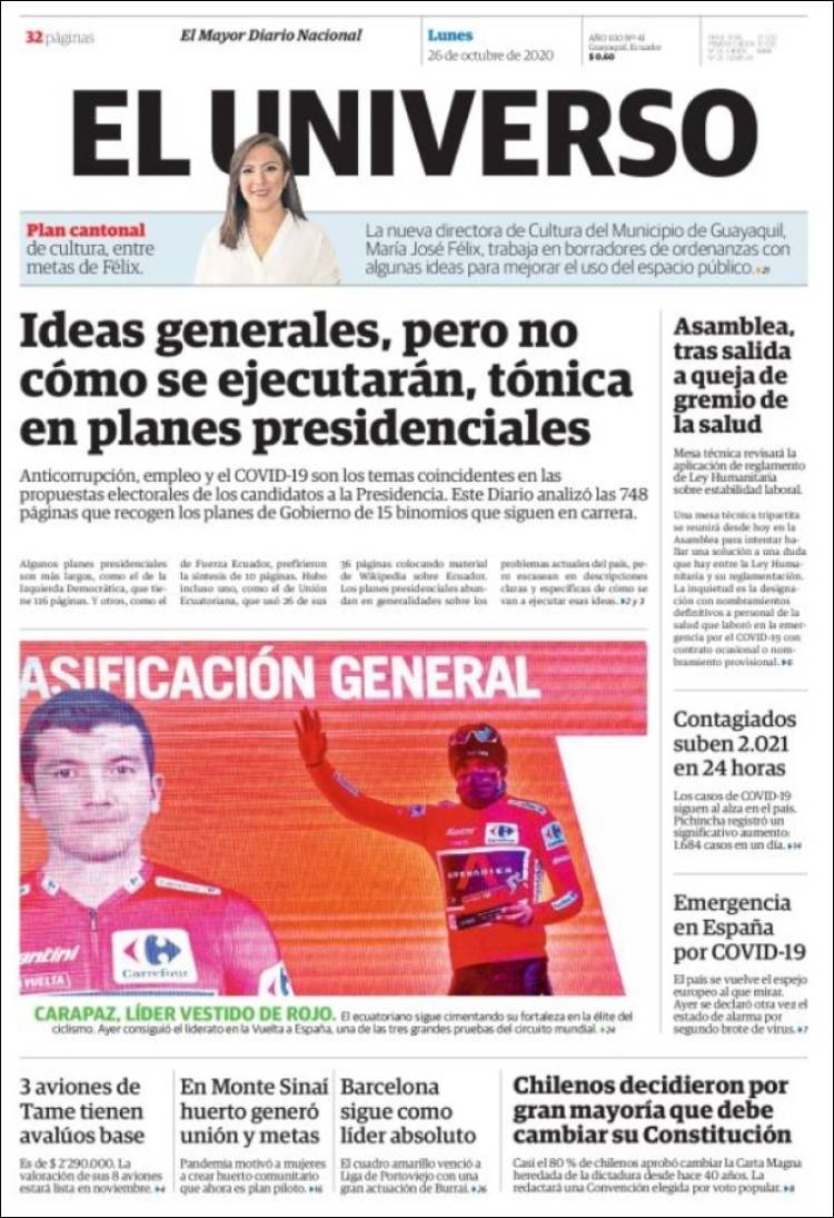 Portada de El Universo - Ecuador (Ecuador)