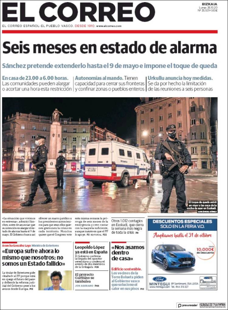Portada de El Correo (Espa&ntilde;a)