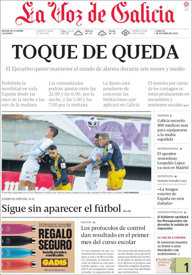 Portada de La Voz de Galicia (Espa&ntilde;a)